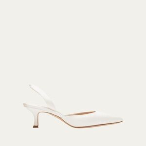 MANOLO BLAHNIK Carolyne Kitten-Heel Halter Pumps in Cream - Women’s 7.5 (37 1/2)
